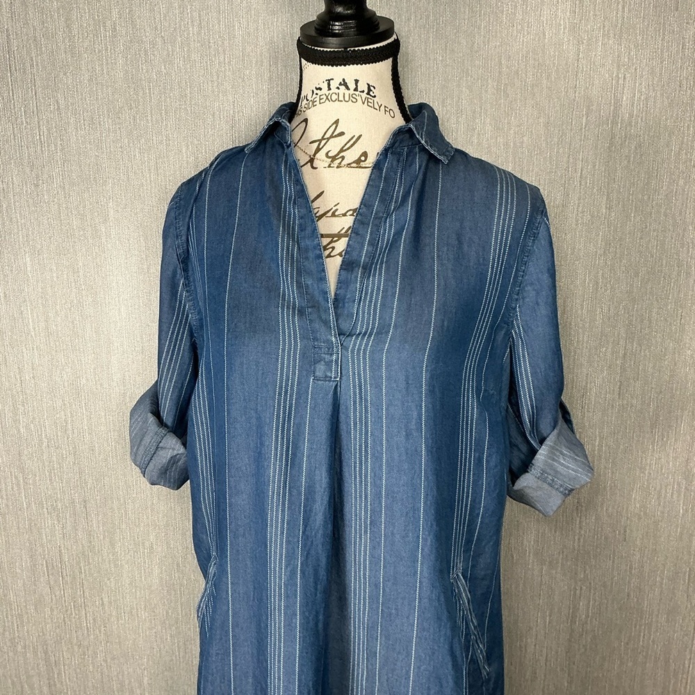 Market Spruce Blue Stripe Tunic Shirt Dress Size XS - Picture 7 of 12